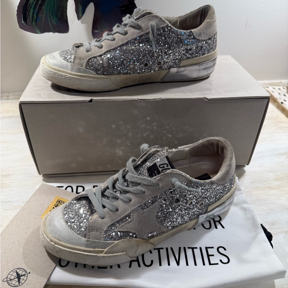 Golden Goose Silver Ice Glitter Sneakers